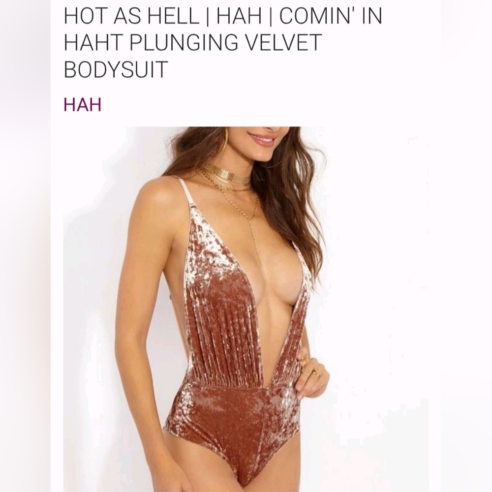 NWT Free People HAH Comin’ in Haht Sexy Boho Velvet Deep V Bodysuit S Green